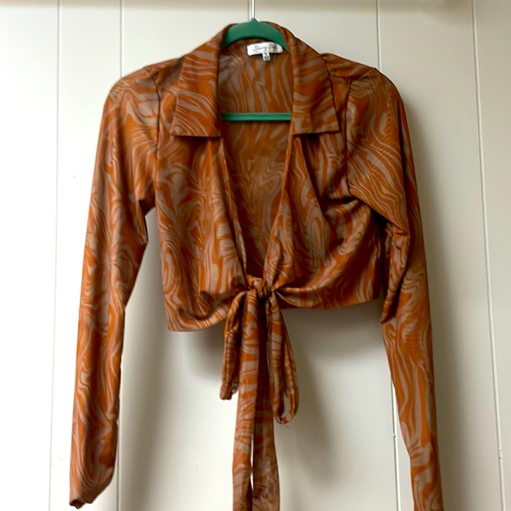 Emory Park, long sleeve, sheer, brown/orange